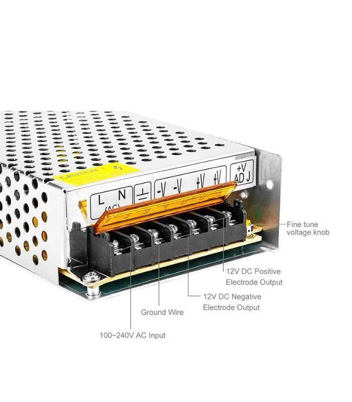 150W DC12 Switch LED Power Supply Transformer IP20 Non-Waterproof - UK LED Lights