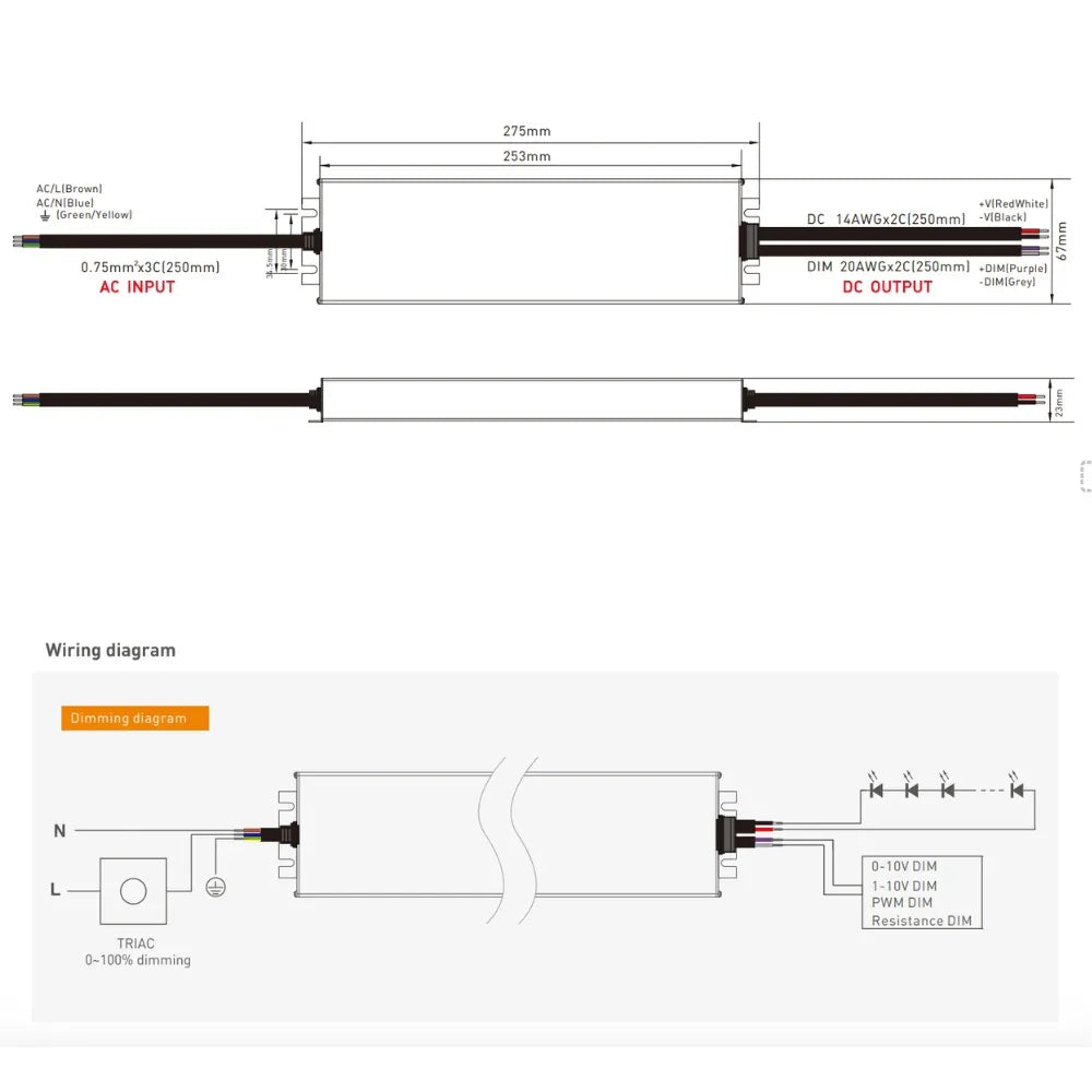 24V IP67 Triac Dimmable Power Supply Driver Constant Voltage 200W