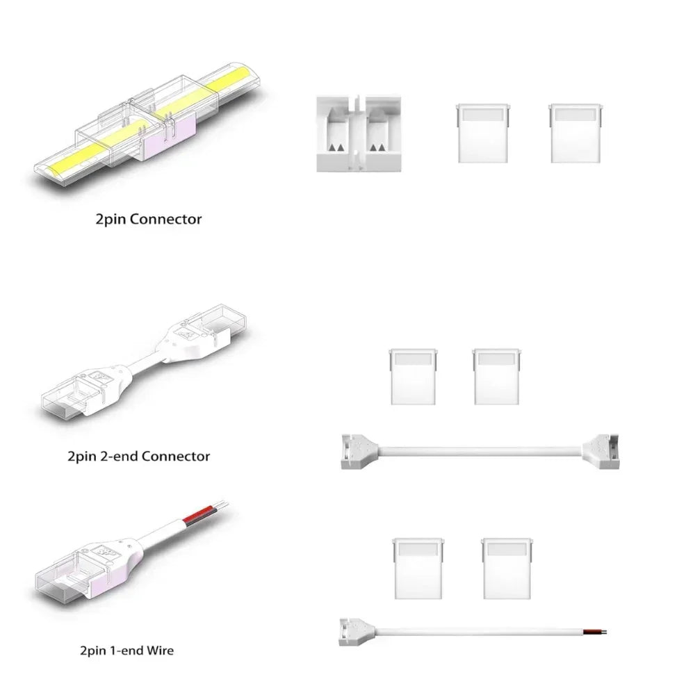 8mm 2-Pin DC IP67 Connectors for Single COB LED Strip Light