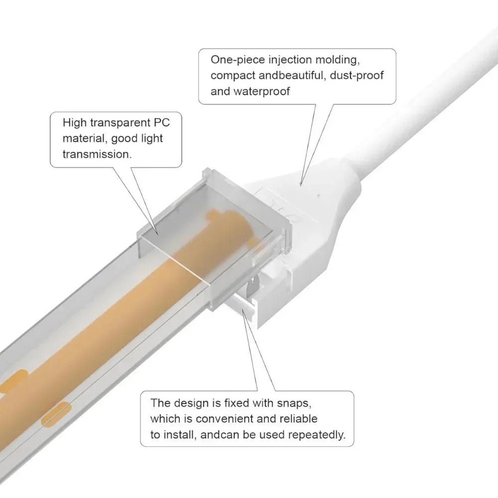 8mm 2-Pin DC IP67 Connectors for Single COB LED Strip Light