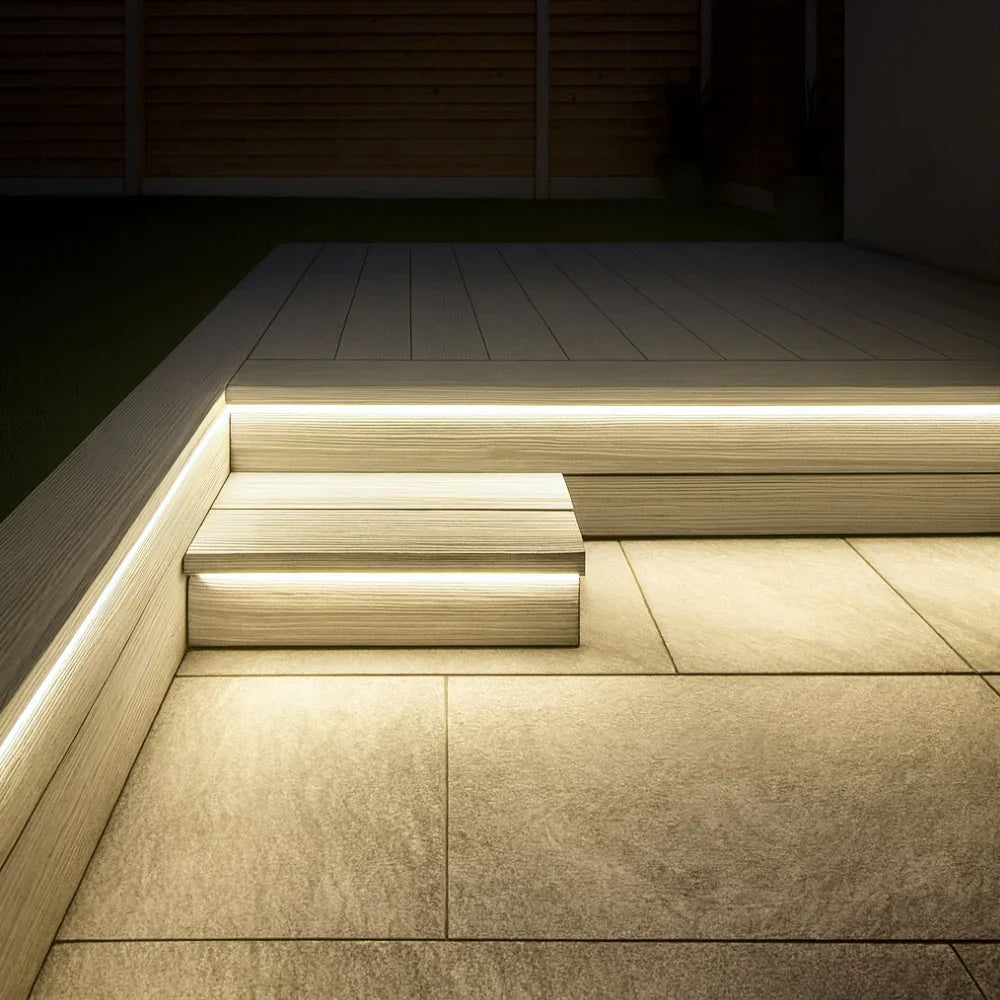 Extra Long Decking Natural White LED Neon Flex 4000K 48V 6x12mm IP67 Outdoor 40m Driveway | UK LED Lights