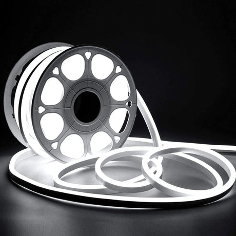 Cool White LED Neon Flex 220V 240V 8x16mm 120LEDs/m IP67 Waterproof with UK Plug - ATOM LED