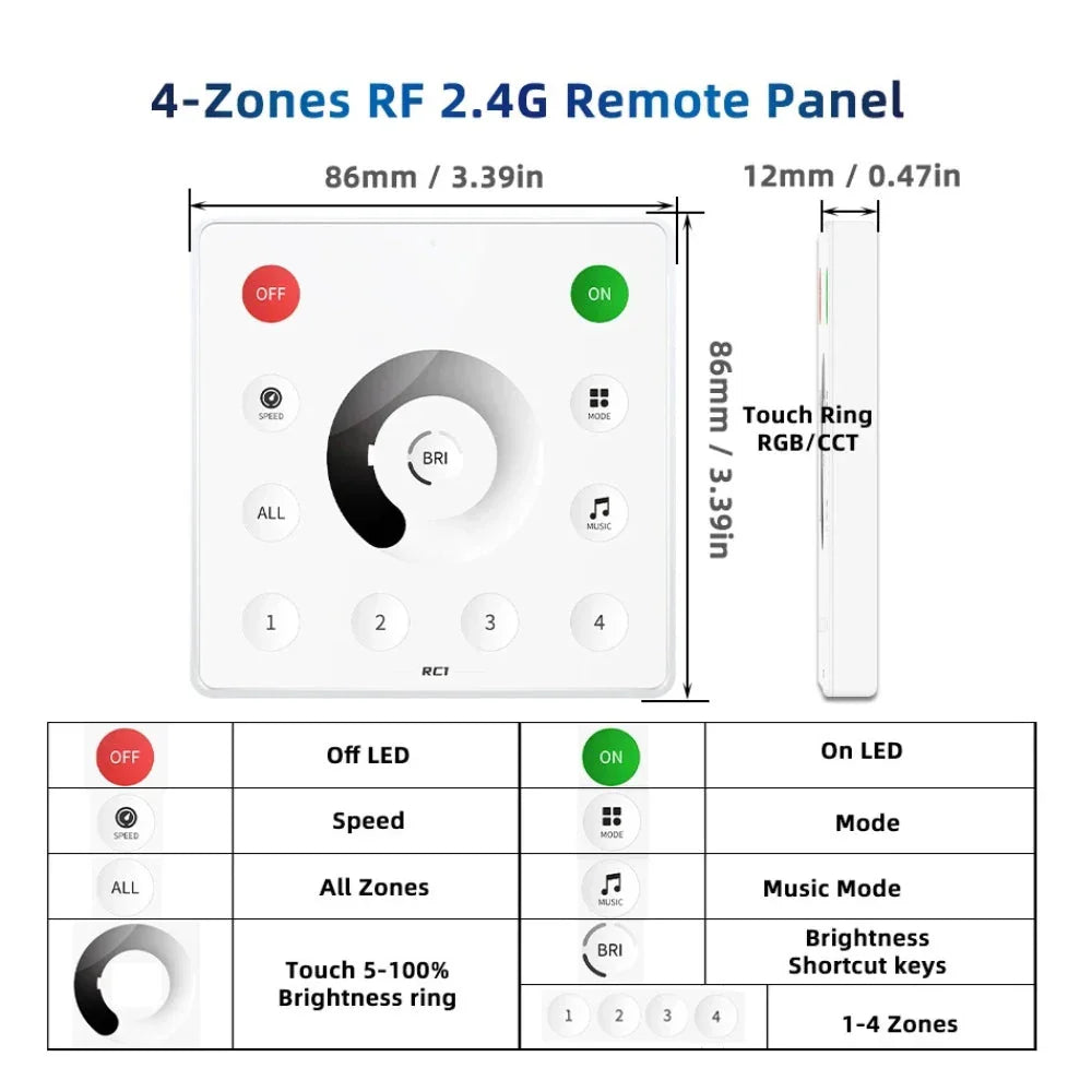 SP636E Addressable LED Strip Dimmer Bluetooth Music Control DC5-24V waterflow with remote and panel