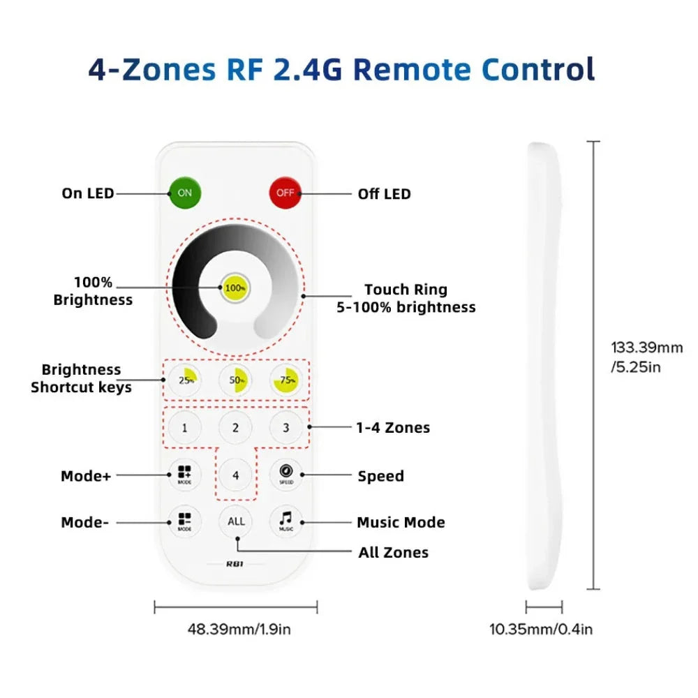 Remote for SP636E DC5-24V Addressable LED Strip Controller RB1