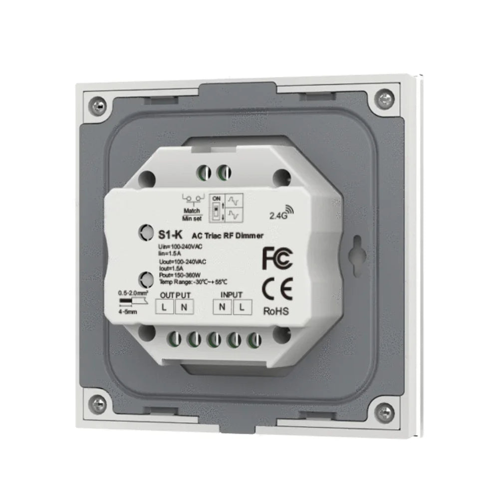 AC Triac Glass Rotary Panel Dimmer S1-K