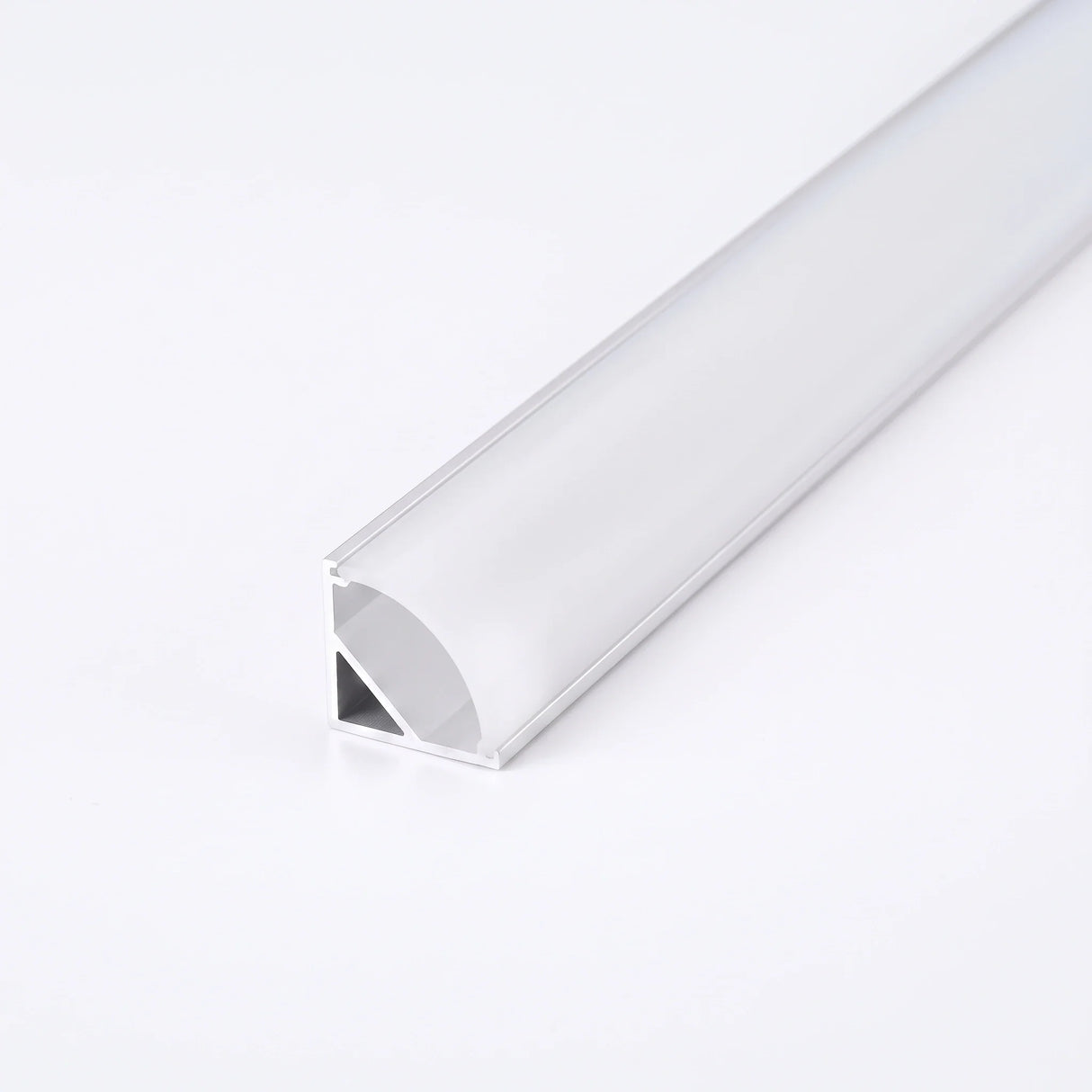 Silver aluminium LED corner profile 16x16mm with opal diffuser, 1 metre
