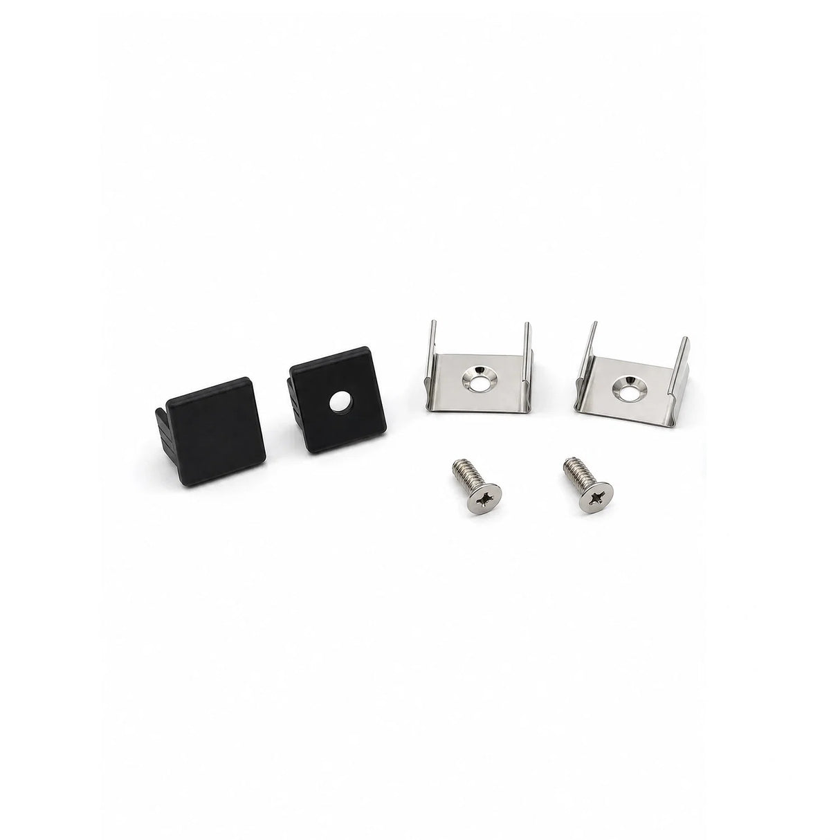 Black end caps, spring clips and fixing screws for 12x10mm LED profile