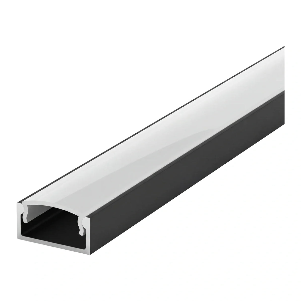 2 Metre black aluminium LED surface profile 17x8mm with opal diffuser