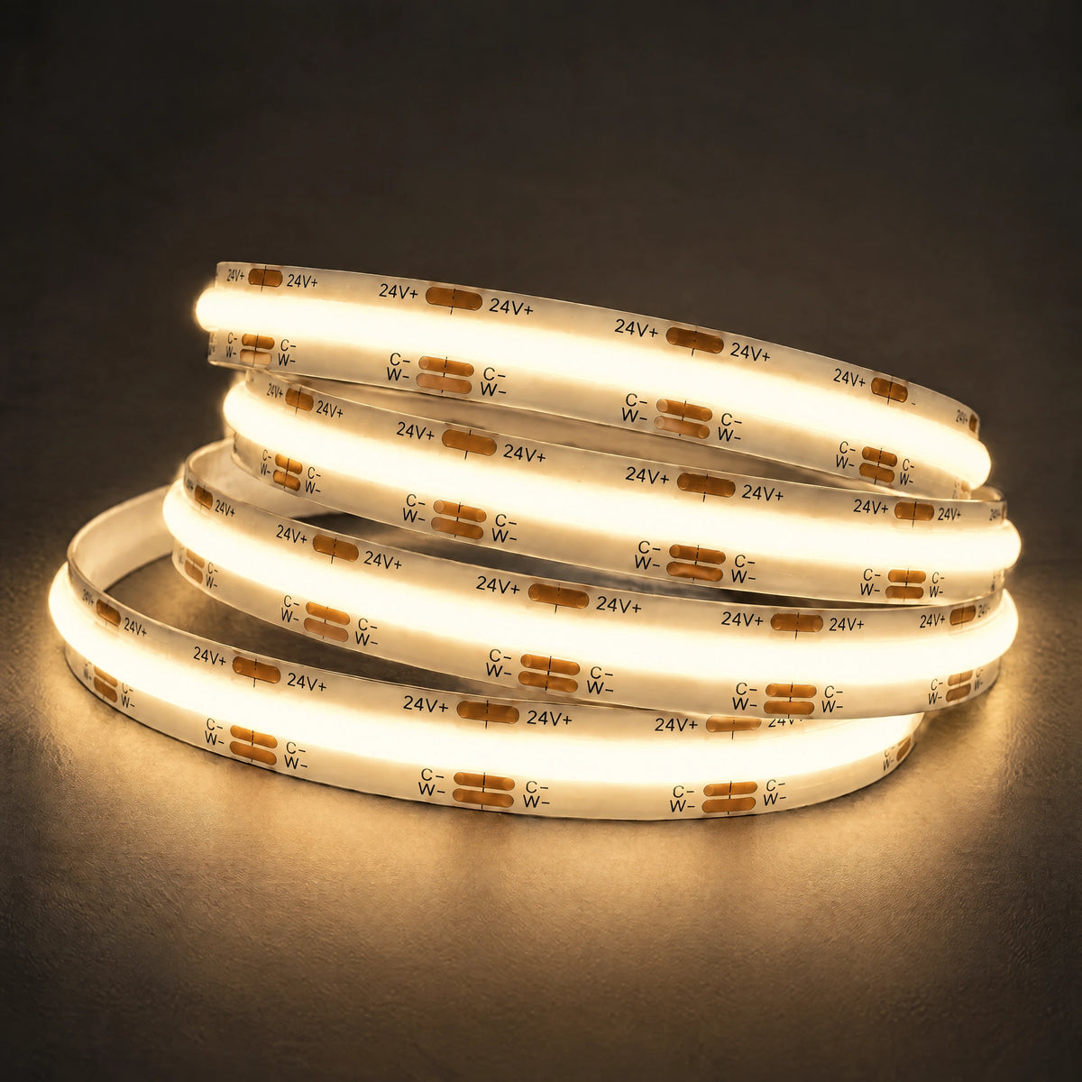 24V tunable CCT COB LED strip at 2700K warm white colour illustration