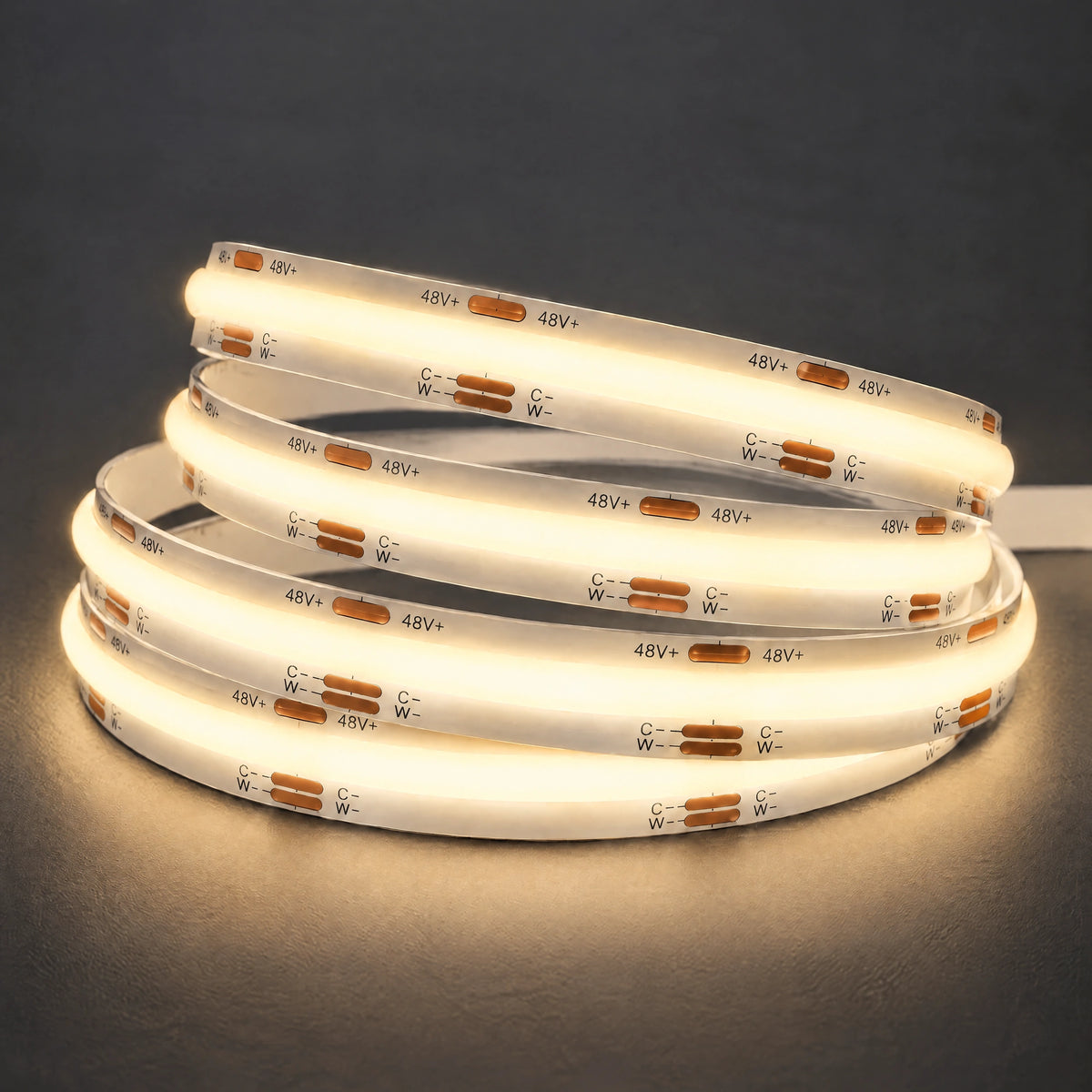 48V tunable CCT COB LED strip at 2700K warm white colour illustration
