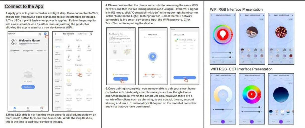 COB LED Strip 220V 240V WIFI Dimmer Controller with 23-Key RF Remote Control 1500W for Brightness Adjustment - UK LED Lights