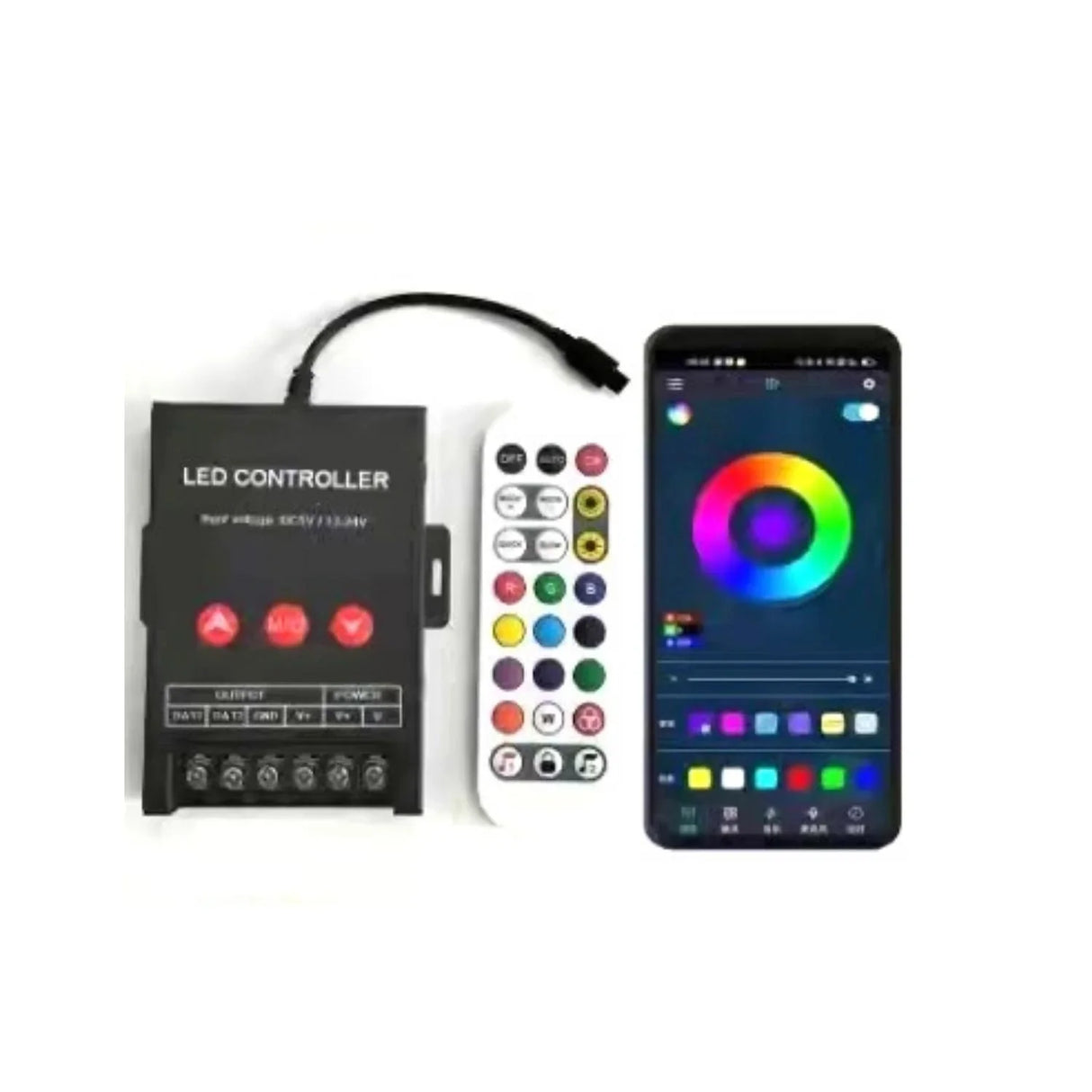 Digital Pixel RGB Strip Bluetooth App Controller DC 5V-24V for SK6812 SK6812-RGBW WS2812 WS2813 WS2811 - UK LED Lights