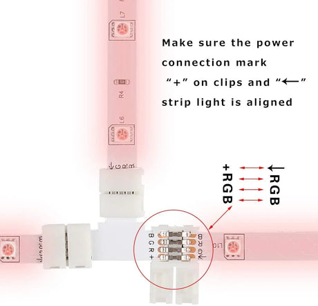 LED Strip Accessories 5pcs T-Shape PCB RGB Connectors 4 pin 10mm - UK LED Lights