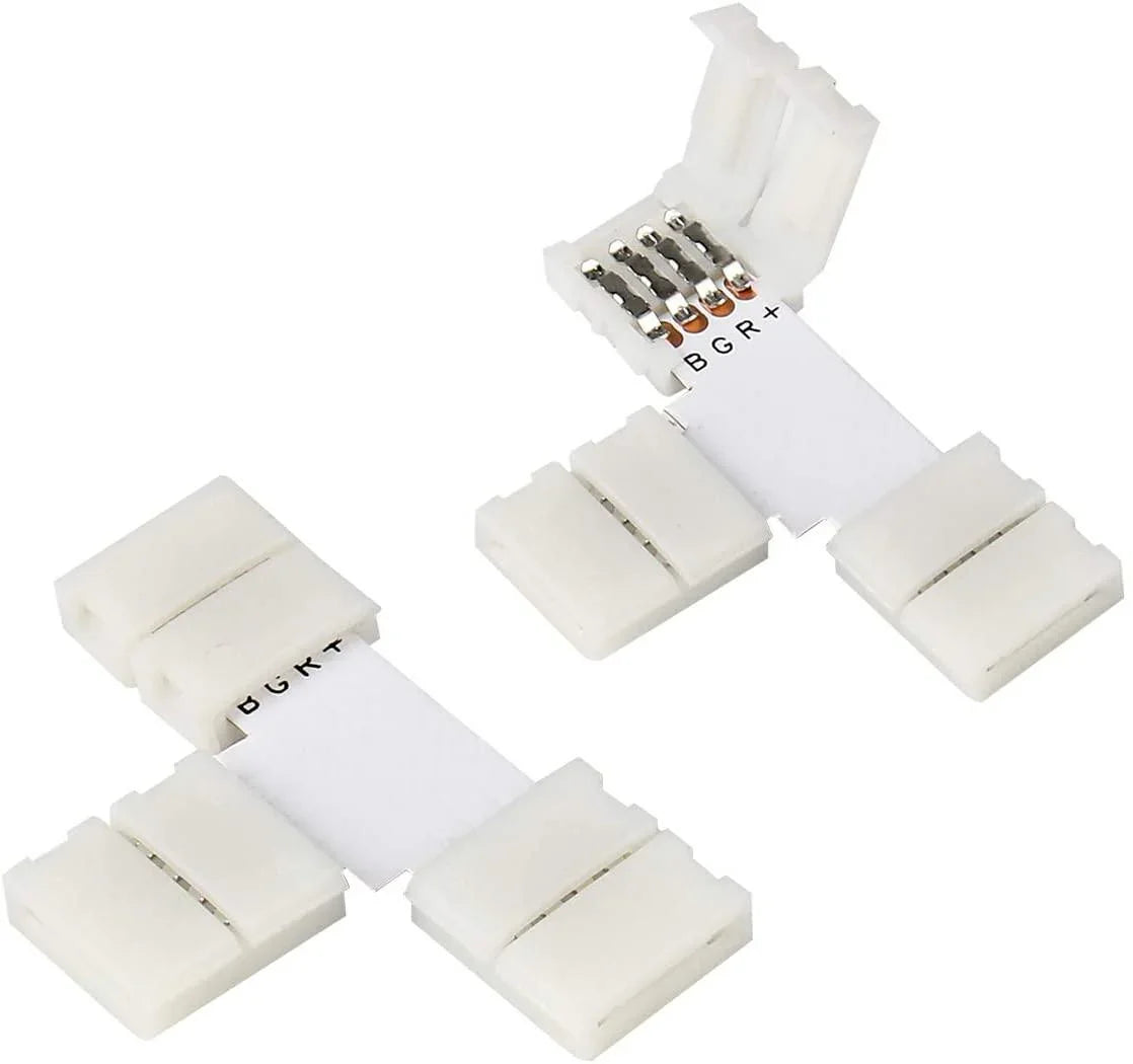 LED Strip Accessories 5pcs T-Shape PCB RGB Connectors 4 pin 10mm - UK LED Lights