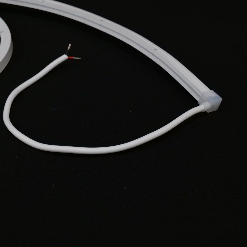 Close-up of 6000K cool white 10x10mm top bend neon flex, 144 LEDs per metre, CRI over 85