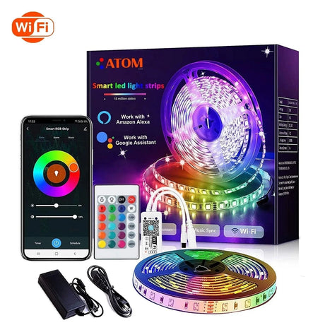 RGB LED Strip 12V IP20 Non-Waterproof 300LEDs 10 Metre WiFi Wireless Control Kit - UK LED Lights