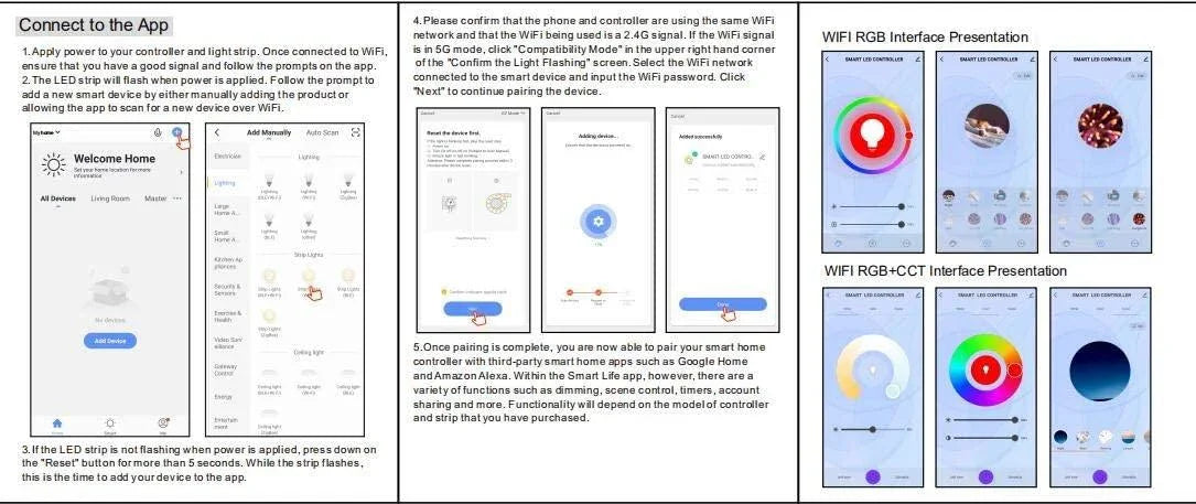 RGB Neon Flex 220V 240V 14x25mm WiFi APP LED controller work with Google & Alexa with 24key Remote - UK LED Lights