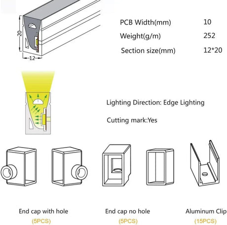 Silicone LED Neon Flex Diffuser Body for LED Strip 12x20mm - UK LED Lights
