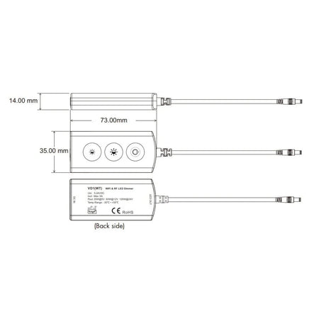 Single Colour 1CH*5A 5-24VDC WiFi & RF CV Controller VD1(WT) - UK LED Lights