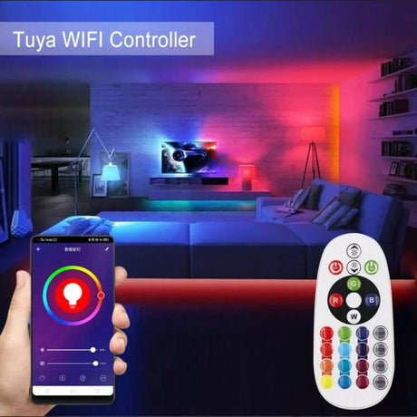 Single Colour Wireless Neon Flex AC 220 240V 8x16mm WIFI Dimmer Controller with 23-Key RF Remote Control 1500W for Brightness Adjustment - UK LED Lights