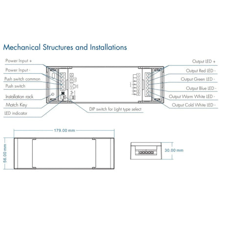 Skydance 12-48VDC 5CH*6A WiFi & RF 5 in 1 LED Controller V5-L(WT) - UK LED Lights