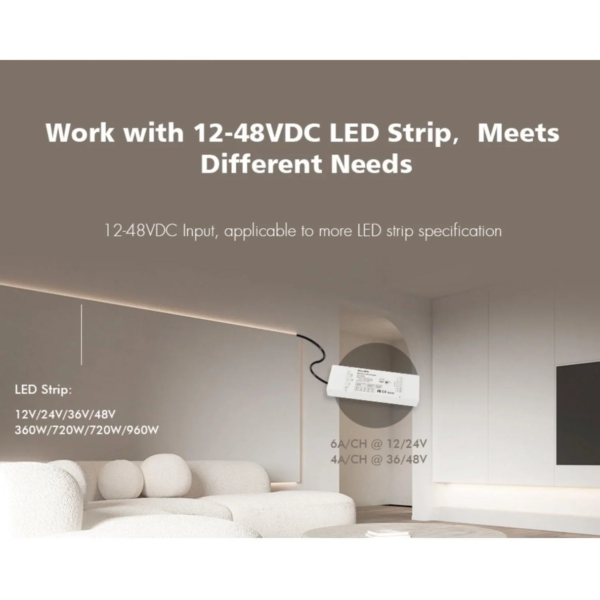 Skydance 12-48VDC 5CH*6A WiFi & RF 5 in 1 LED Controller V5-L(WT) with R8 Remote - UK LED Lights