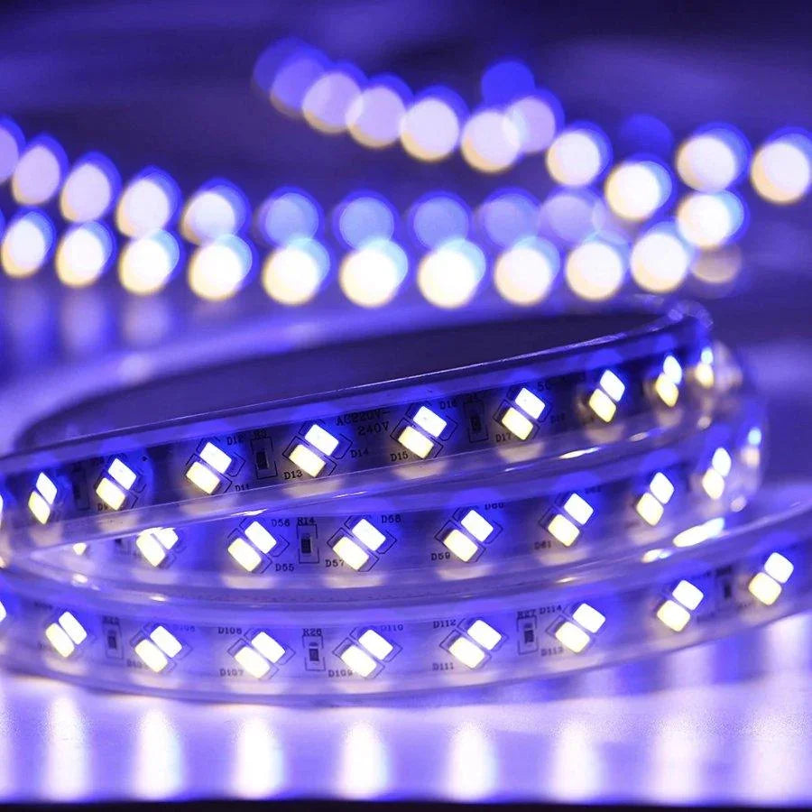 Tricolour LED Strip Light 220V 240V 5730 Warm White, Blue, Purple IP65 120LED/m Kit - UK LED Lights