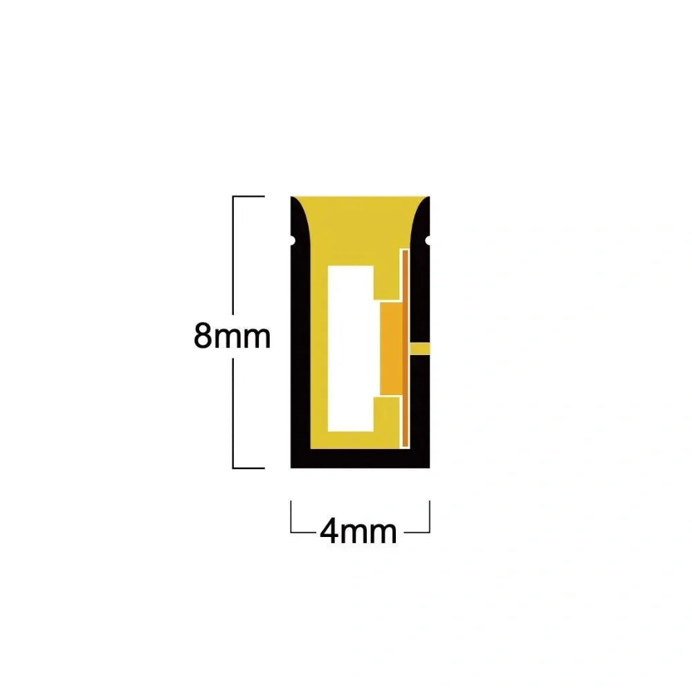 Dimension drawing of the 4×8mm Mini Neon Flex cross-section