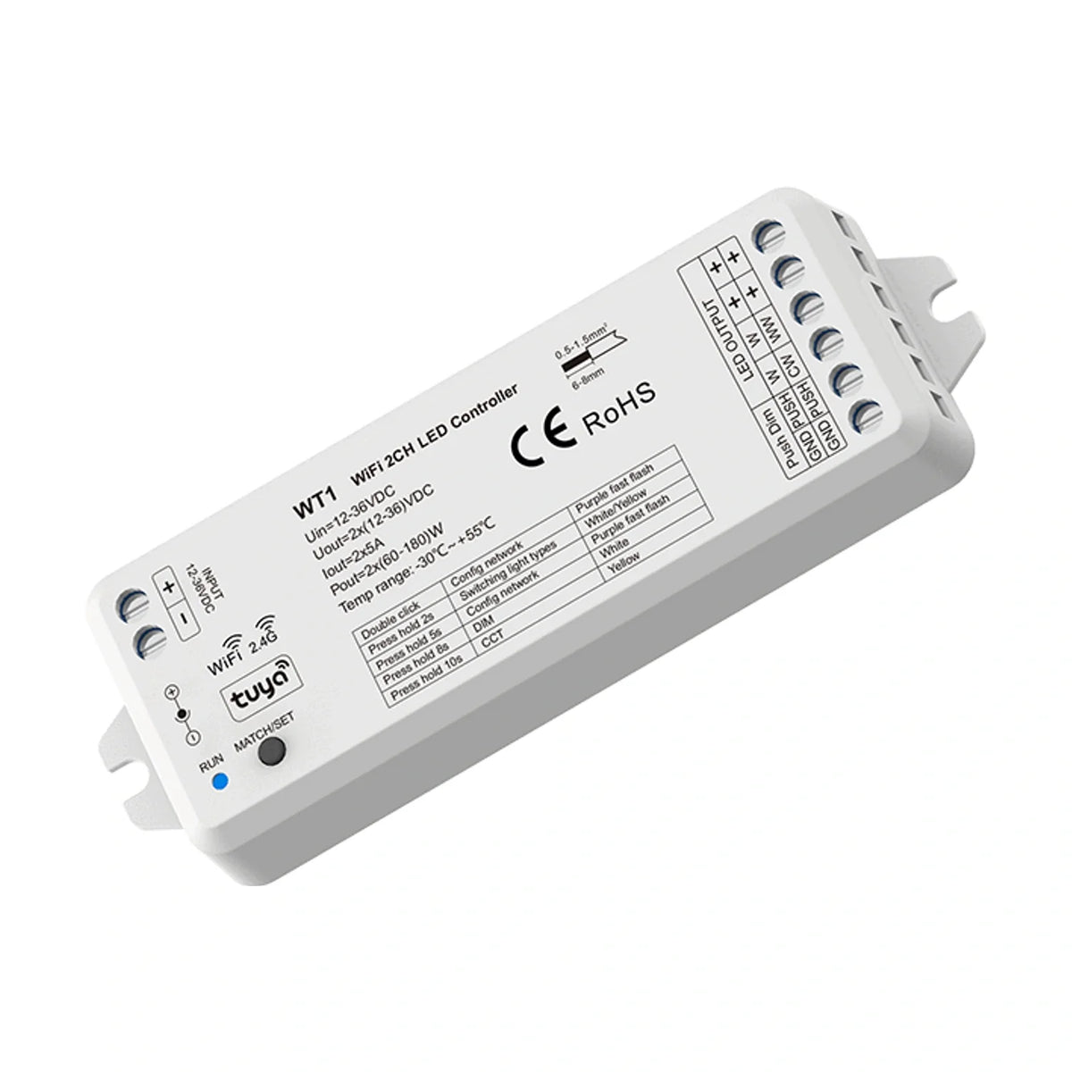 Skydance WT1 Wi-Fi LED Dimmer & CCT Controller, 12–36V – main product view