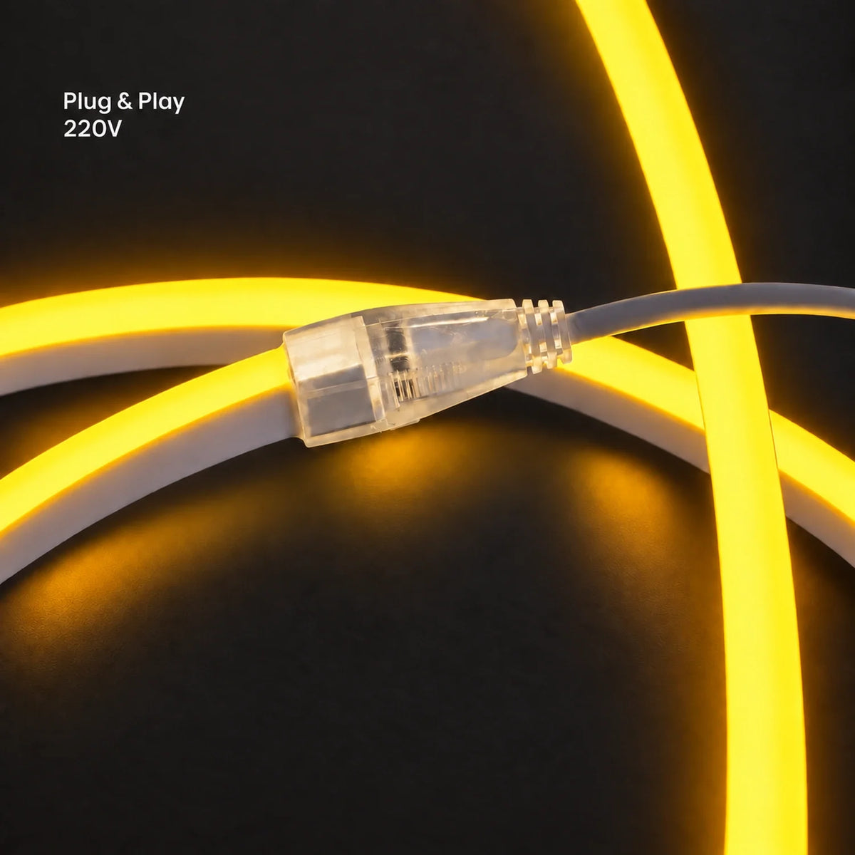 UK LED Lights golden 8×16mm 220–240V plug-and-play neon flex