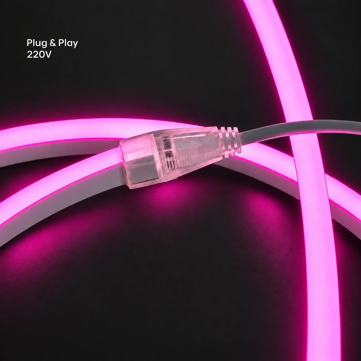 UK LED Lights pink 8×16mm 220–240V plug-and-play neon flex