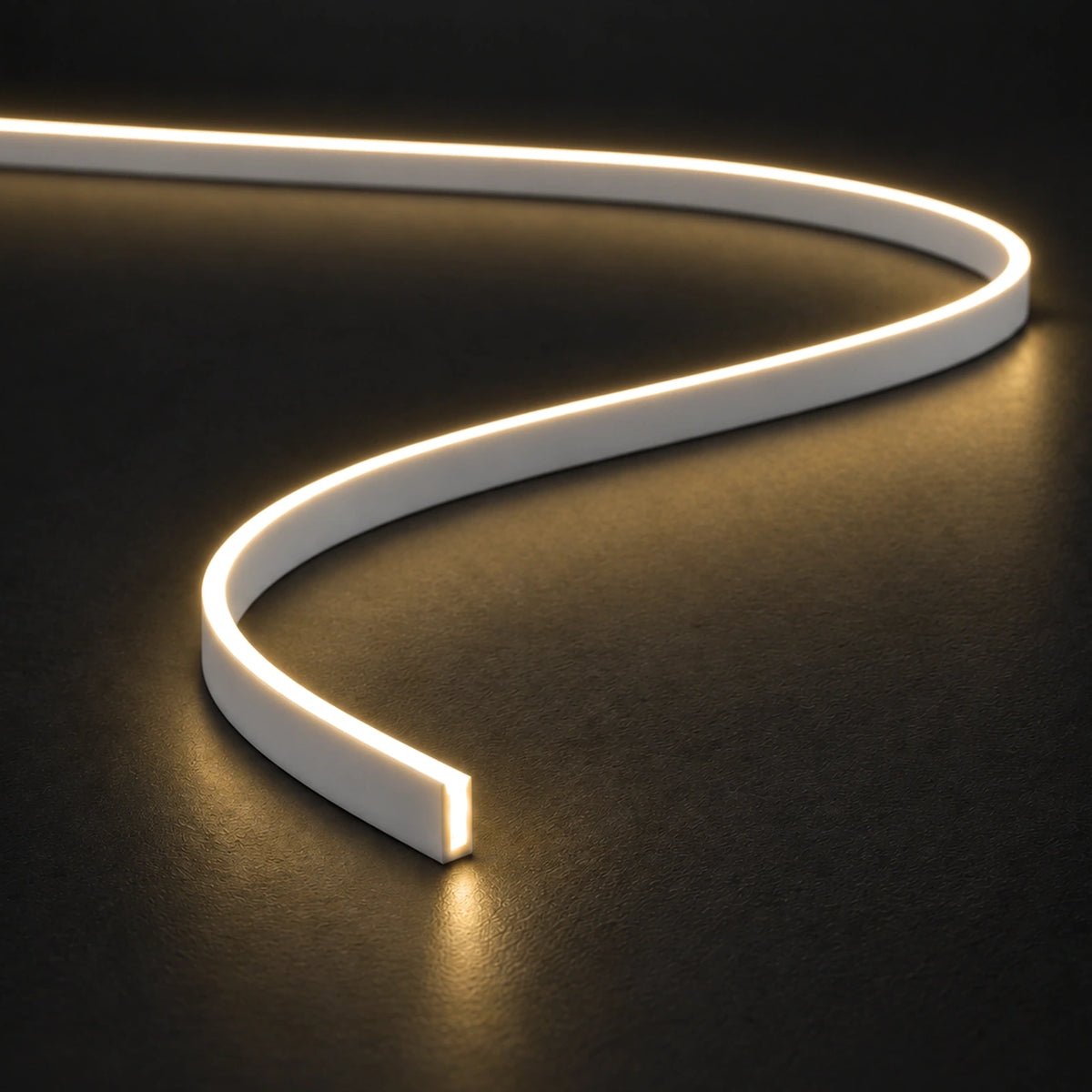 UK LED Lights FreeCut mini neon flex 4x10mm 3000K warm white — illuminated close-up product illustration
