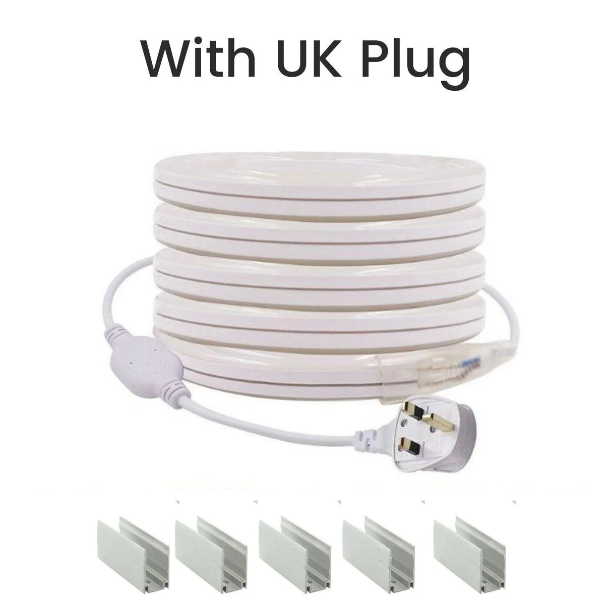 Warm White Neon Flex 14x25mm 220V 240V 120LEDs/m IP65 Waterproof with UK Plug - UK LED Lights