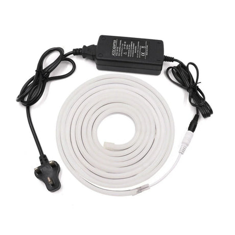 Warm White Neon Flex DC 12V IP65 Waterproof 8x16mm 120 LEDs/M Full Kit - UK LED Lights