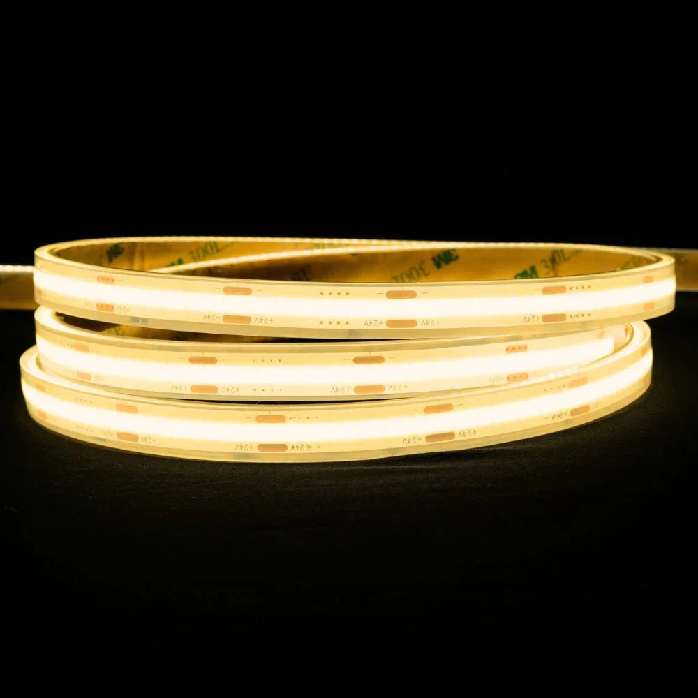 Warm White 3000K COB LED Strip 24V 384 LEDs/m IP68 Waterproof