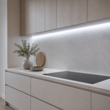 Daylight 5000K COB LED strip providing clean under-cabinet task lighting