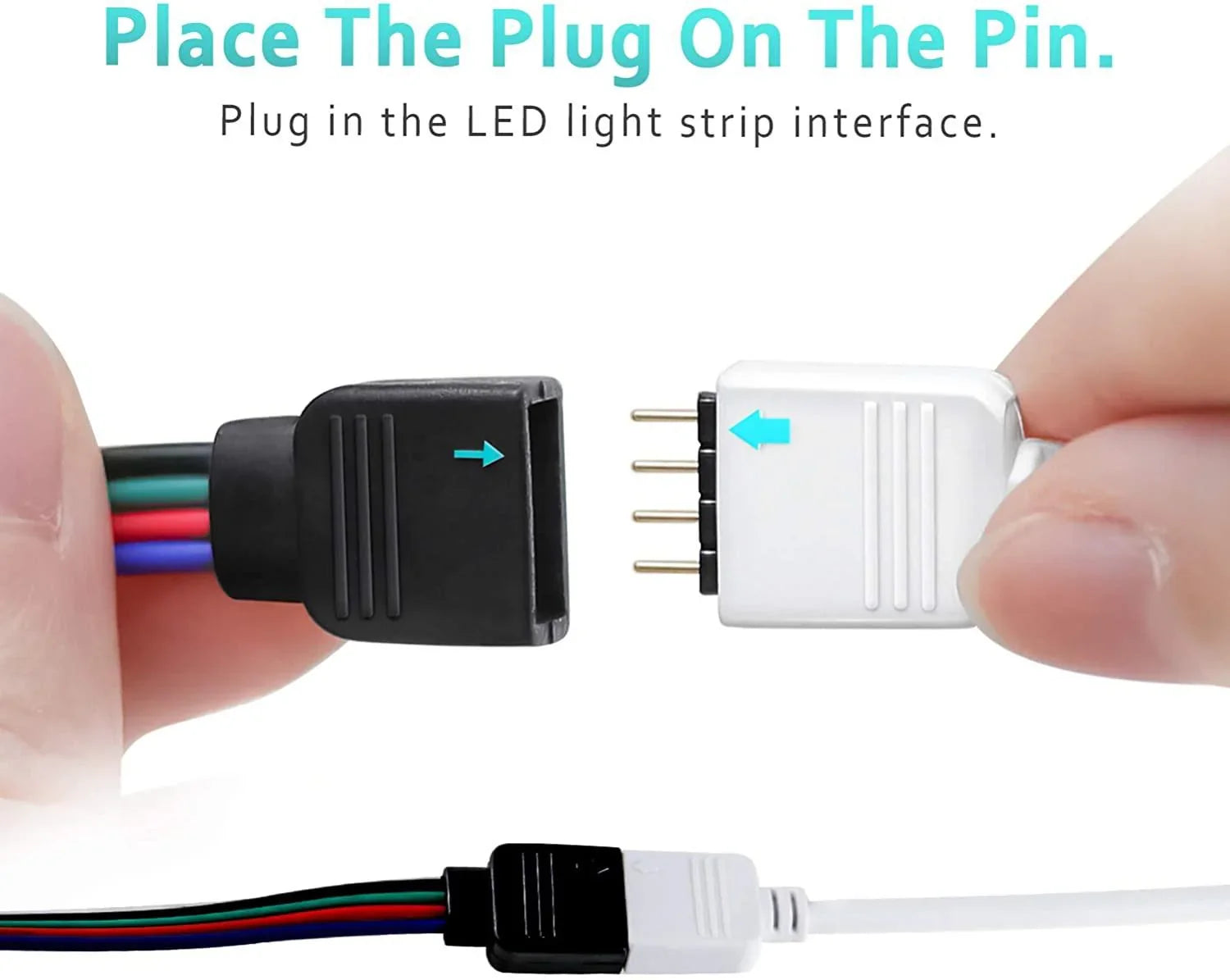 1 Metre DC 12V/24V RGB LED Strip 4 Pin Soldless Connector Cables 5050 ...