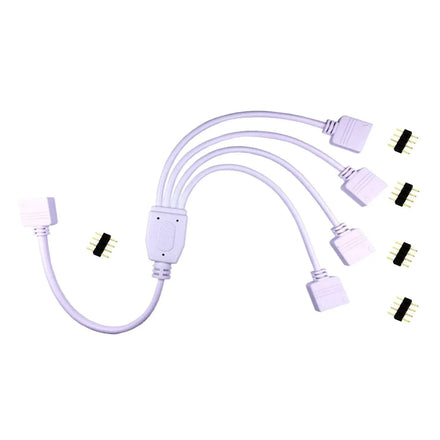 LED Neon Strip 6-Way Splitter Cable – 1-to-6 Connector Wire For Strip Lights & Neon Flex (Black, For Under 10m Power)