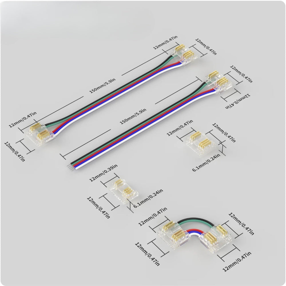 12mm 5-Pin Connectors Kit for RGBW COB LED Strip Light IP20