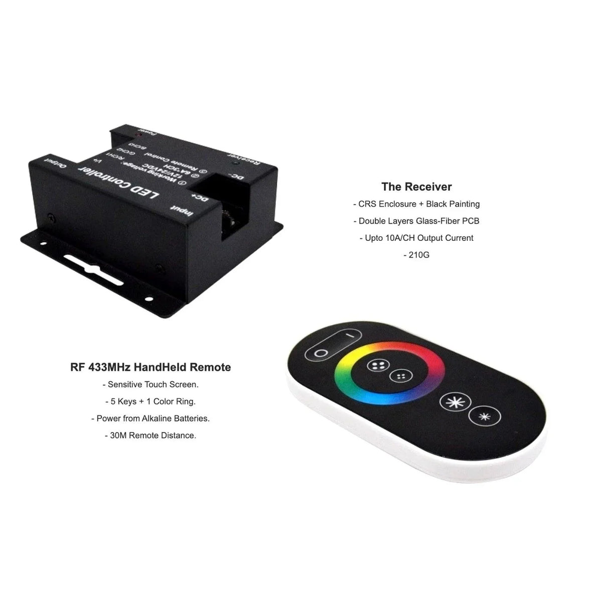Rgb Controlers 12V/24V RGB LED RF Controller with Touch Remote 18A 3 Channel – UK LED ...