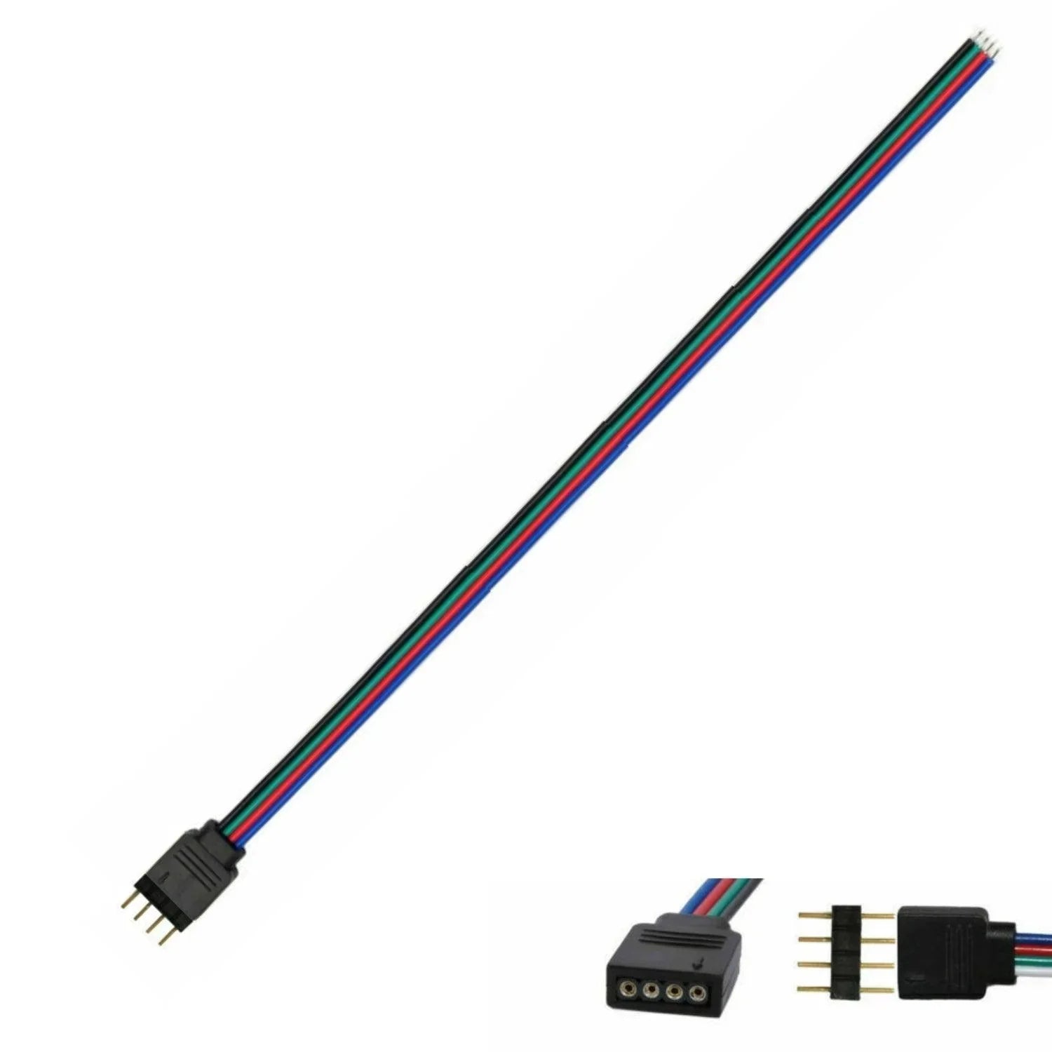 4 Pin RGB LED Strip & Neon Flex Connector 12V/ 24V with 0.5m Extension ...