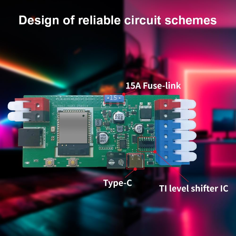 GLEDOPTO ESP32 WLED Digital LED Controller with 4 Channel With Mic/UART WIFI GL-C-017WL-D