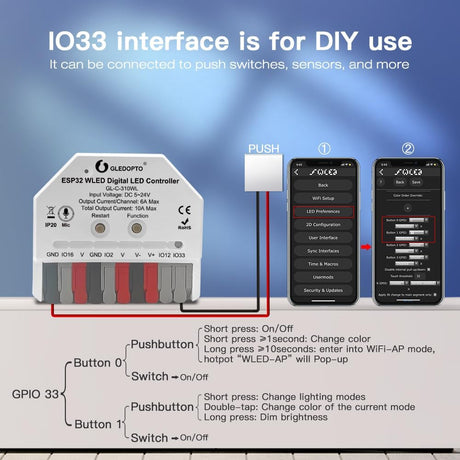 GLEDOPTO ESP32 Mini WLED Pixel Controller DIY Music GL-C-310WL