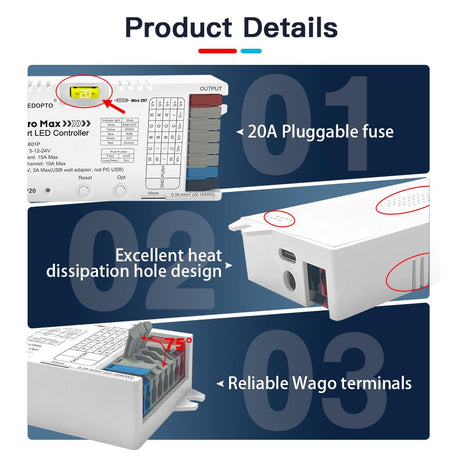 Gledpto ZigBee 3.0 Pro Max 5 in 1 LED Strip Controller PWM Dimming RGBCCT RGBW CCT Monochrome APP Voice Control GL-C-601P