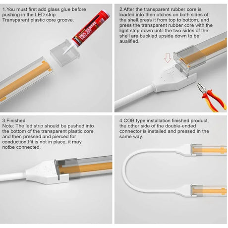 8mm 2-Pin DC IP67 Connectors for Single COB LED Strip Light
