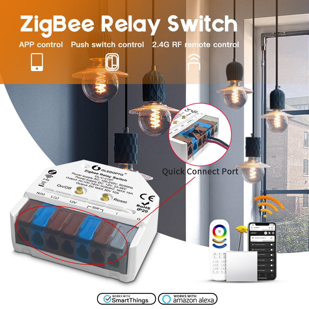 GLEDOPTO Zigbee Relay Switch AC Switch Dimmer Control Box 12V-48VDC or AC 230V GL-C-310P
