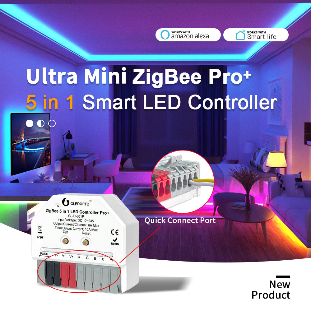 GLEDOPTO ZigBee Pro+ Ultra Mini Wi-Fi 5 in 1 LED Smart Controller GL-C-301P