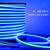 Blue LED Neon Flex 8x16mm 120LEDs/m AC 220 240V IP67 Waterproof with UK Plug - ATOM LED