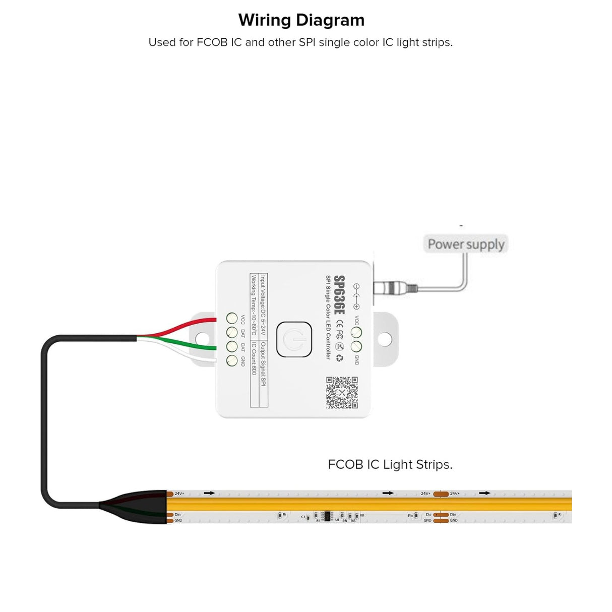SP636E DC5-24V Addressable LED Strip Dimmer Bluetooth Music Control