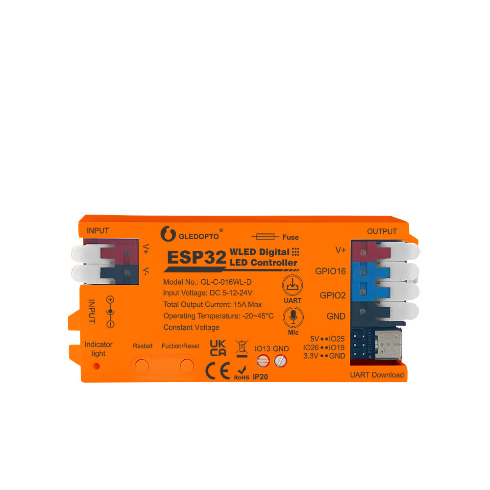 GLEDOPTO ESP32 WLED Digital Pixel LED Controller With Mic/UART WIFI GL-C-016WL-D